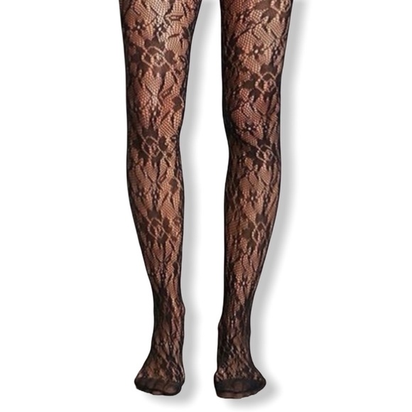 Black Garden Floral Tights - Picture 2 of 3